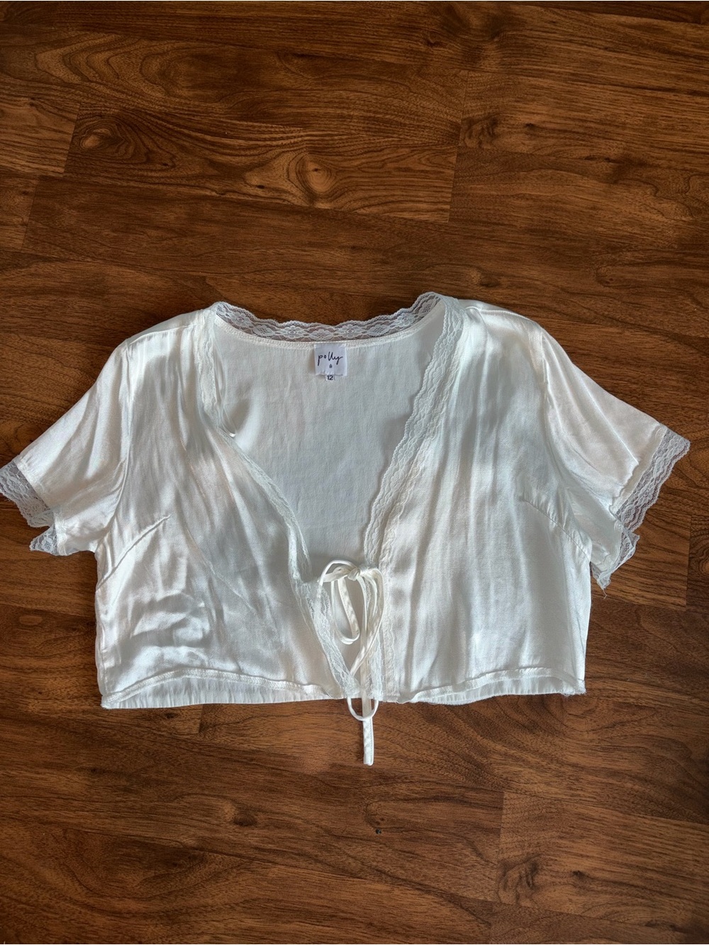 Princess Polly White Satin Tie Top